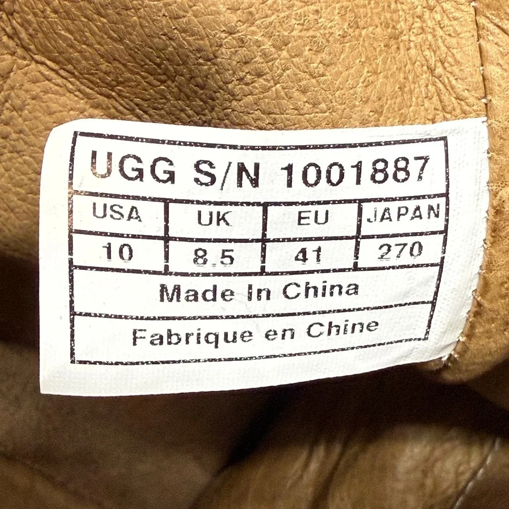 UGG Conor Mid Quilted Leather Boots 10 Buckle Biker Zip Boho Casual Mid Calf
